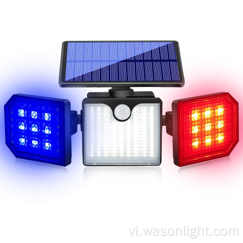 2023 MỚI IP65 NATOPROOP OUTDOOT GARDOW WIRENT SOLAR NĂNG LƯỢNG RED Màu xanh đèn LED Đèn cảnh báo tường với cảm biến chuyển động PIR